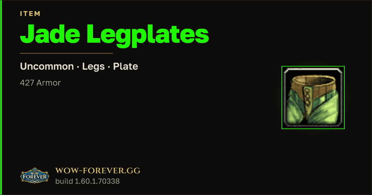 The preview card for Jade Legplates