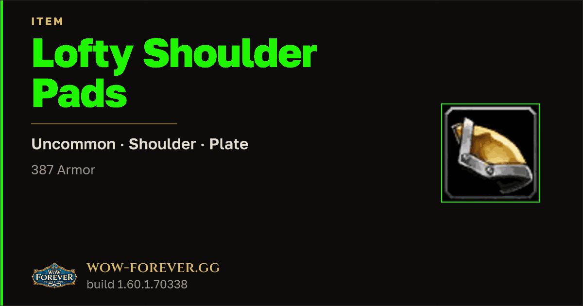 The preview card for Lofty Shoulder Pads