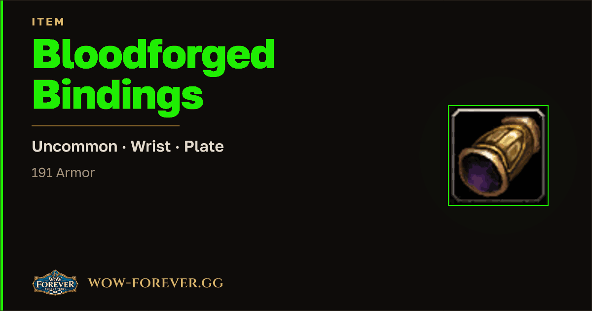 The preview card for Bloodforged Bindings