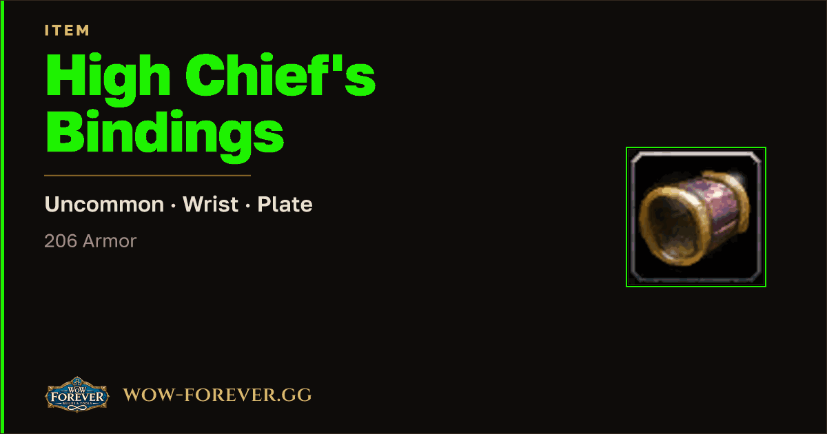 The preview card for High Chief's Bindings