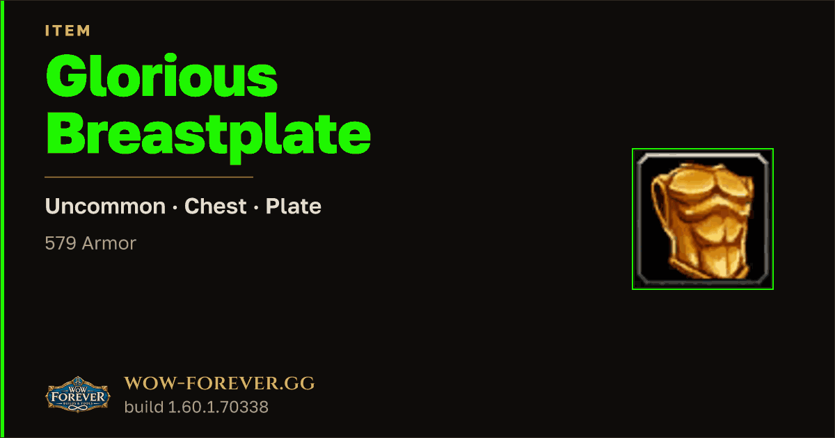 The preview card for Glorious Breastplate