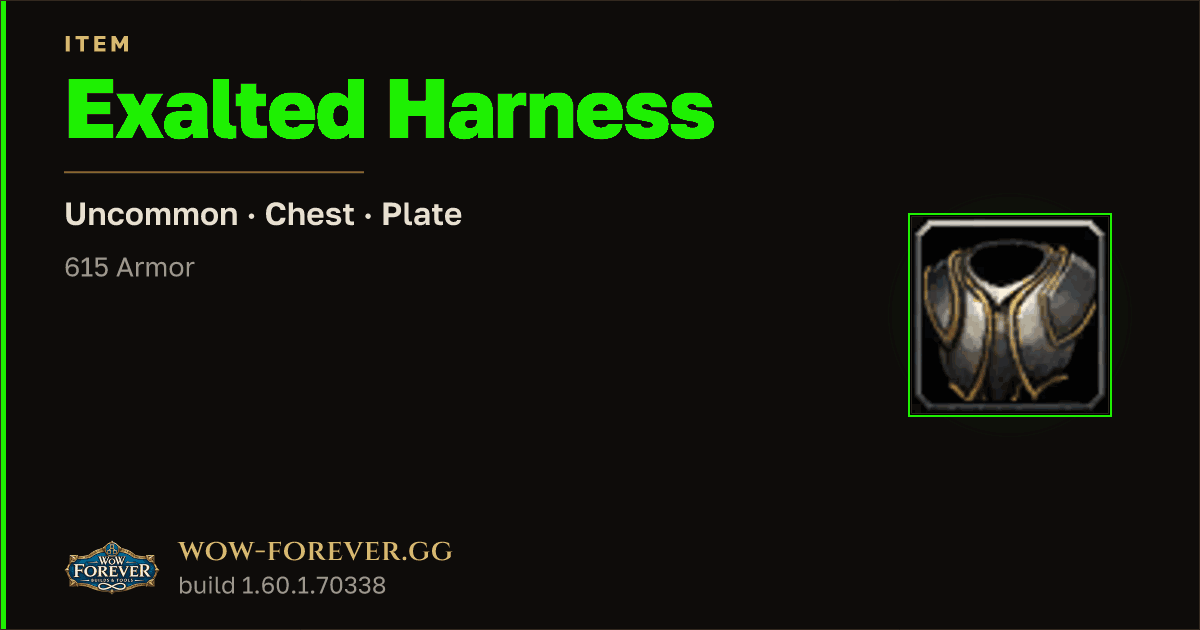 The preview card for Exalted Harness