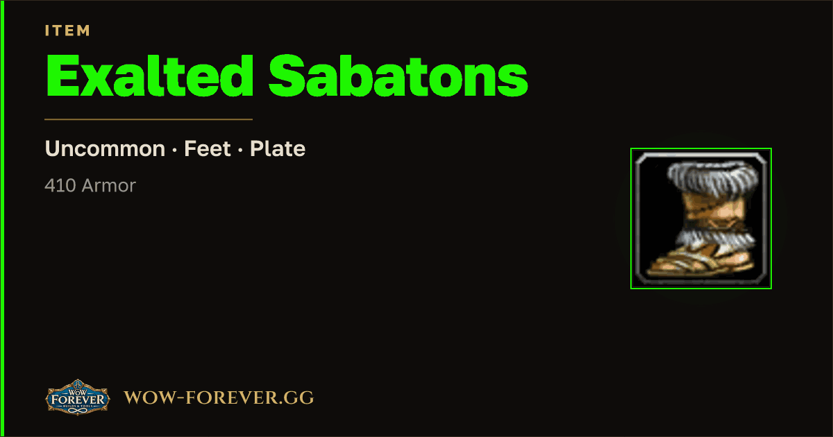 The preview card for Exalted Sabatons