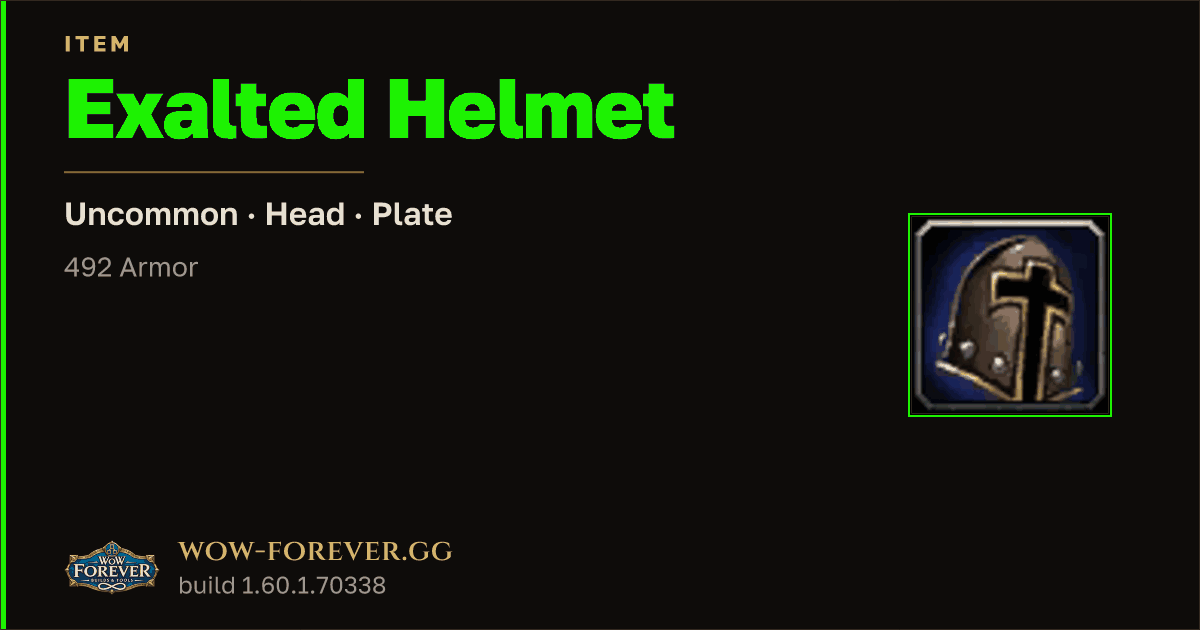 The preview card for Exalted Helmet