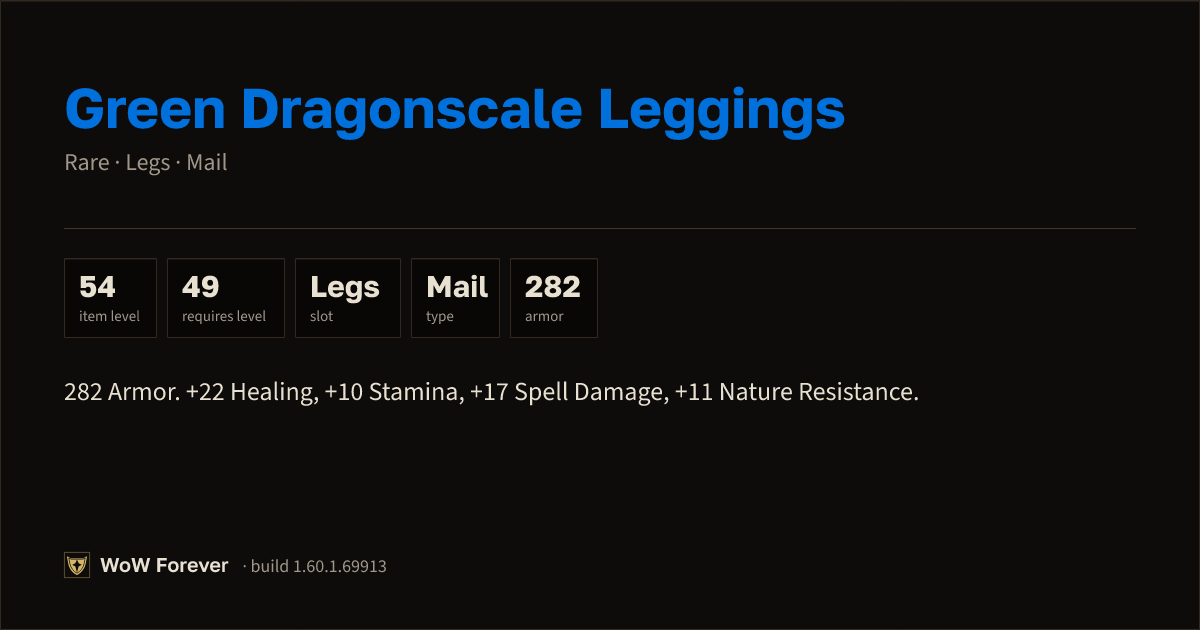 The preview card for Green Dragonscale Leggings - Rare Mail Legs