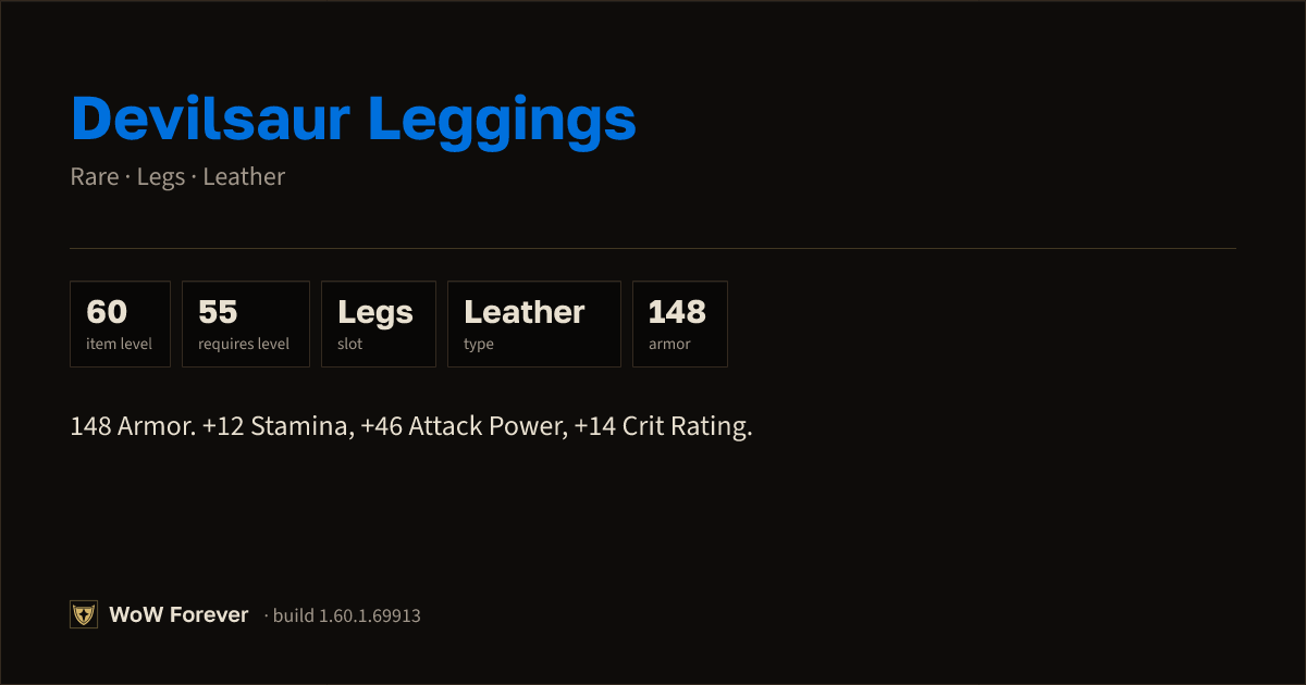 The preview card for Devilsaur Leggings - Rare Leather Legs