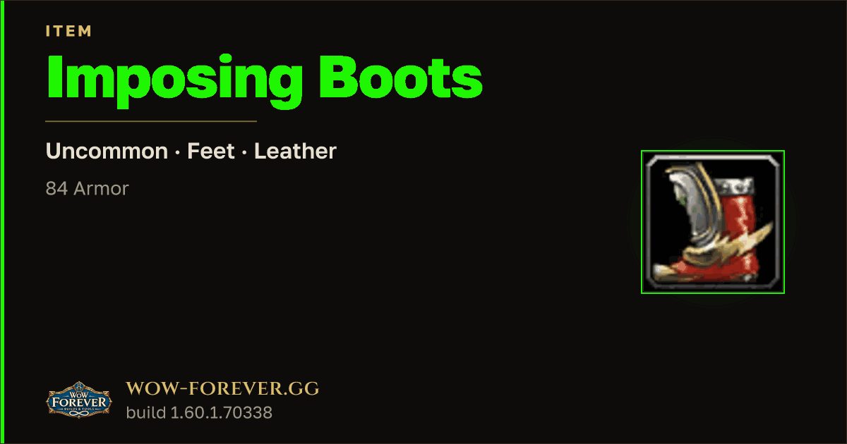 The preview card for Imposing Boots