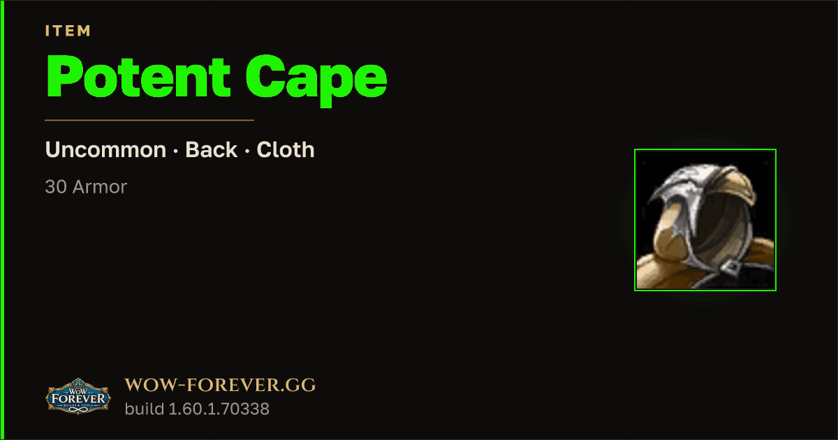 The preview card for Potent Cape