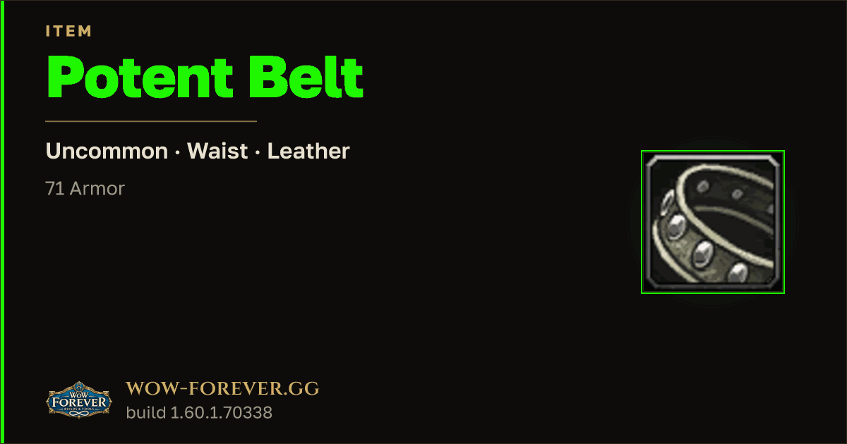 The preview card for Potent Belt