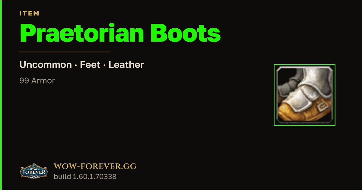 The preview card for Praetorian Boots