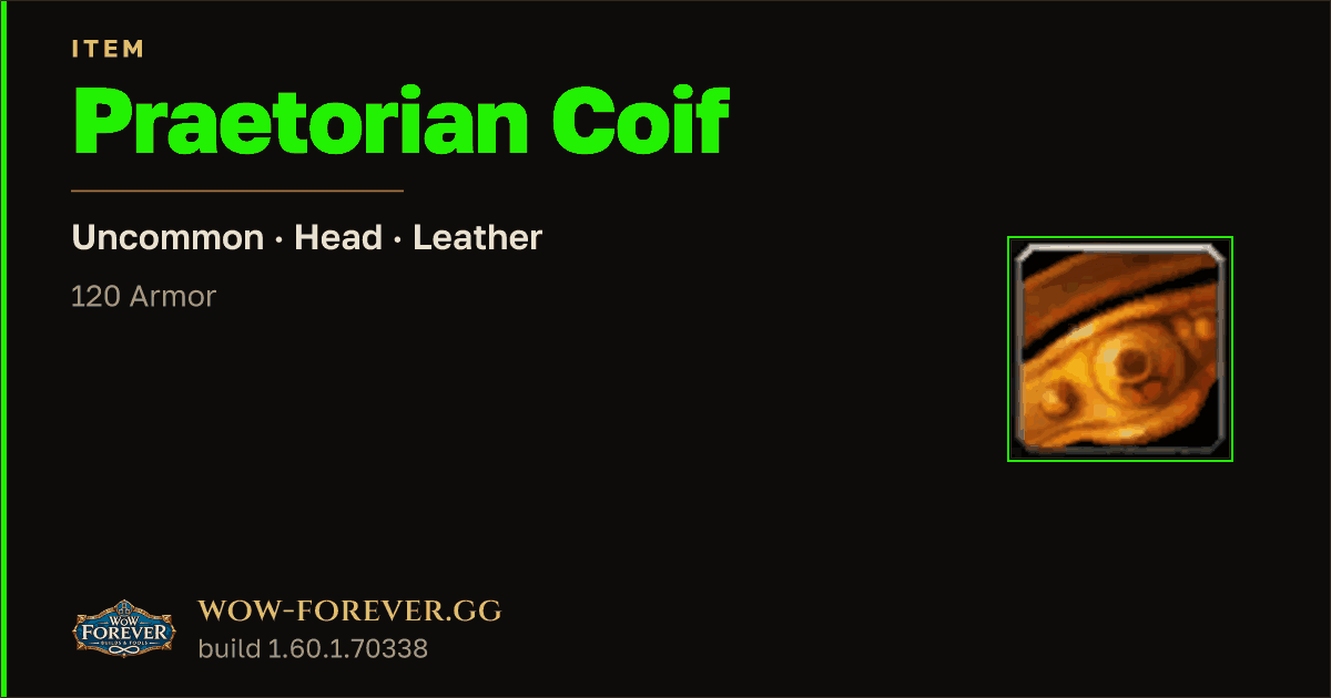 The preview card for Praetorian Coif