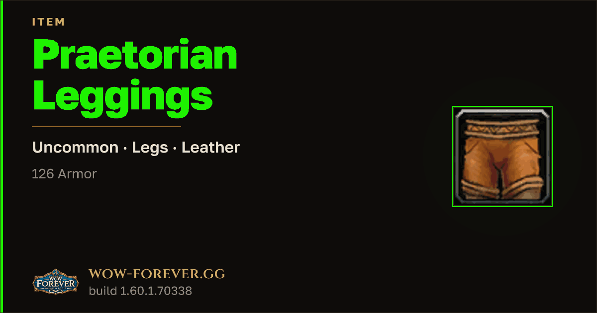 The preview card for Praetorian Leggings