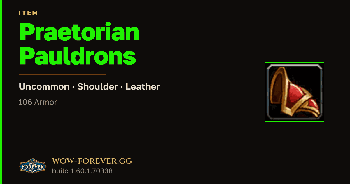 The preview card for Praetorian Pauldrons