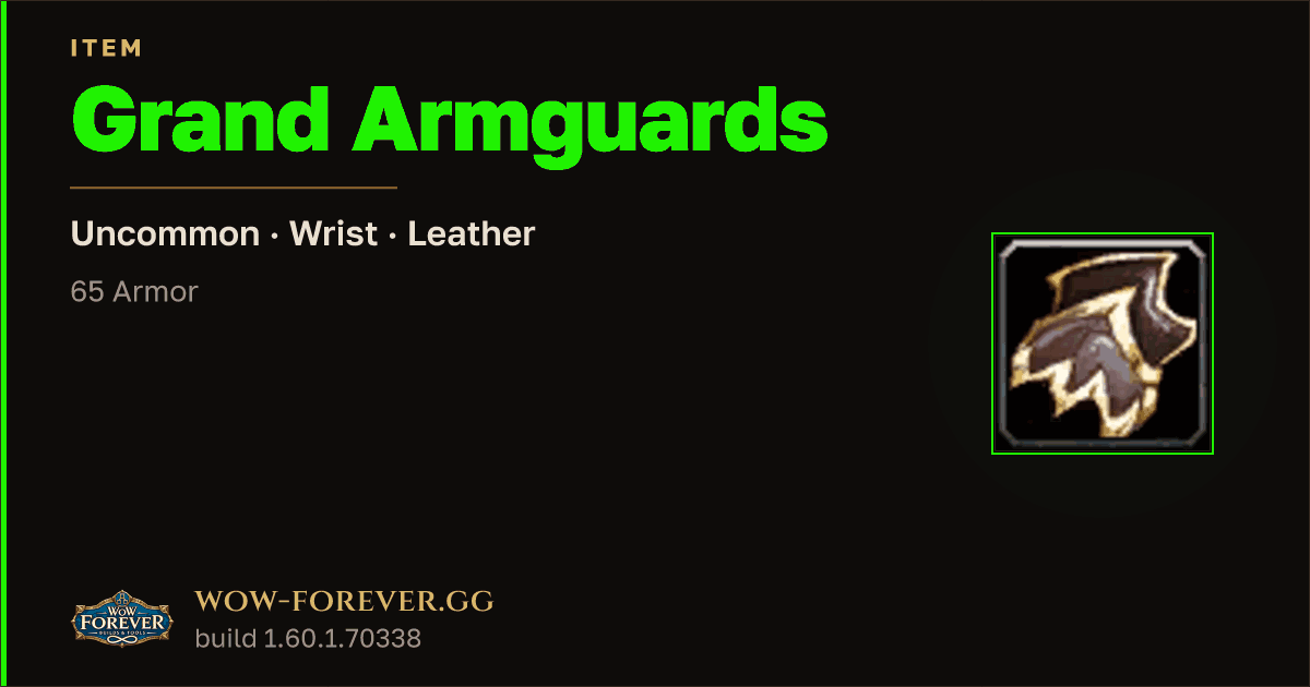 The preview card for Grand Armguards
