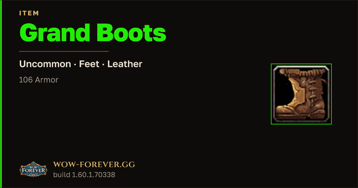 The preview card for Grand Boots