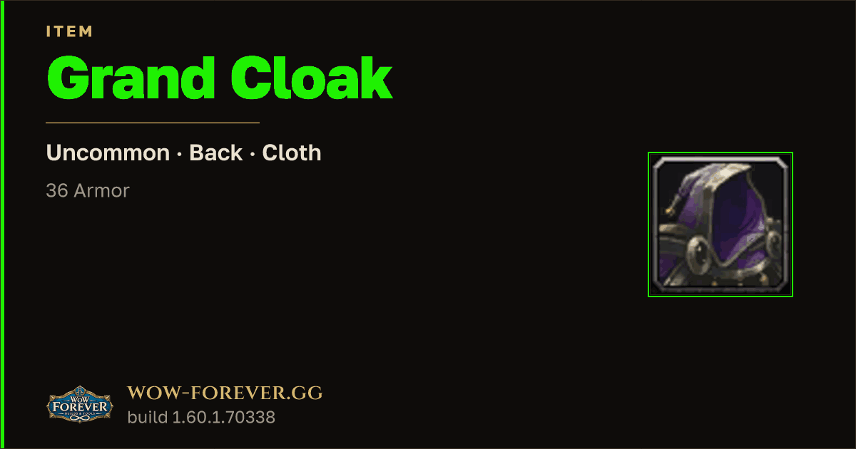 The preview card for Grand Cloak