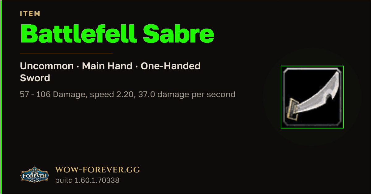 The preview card for Battlefell Sabre