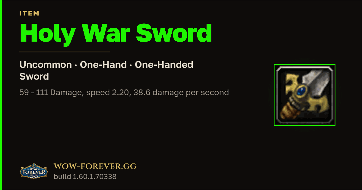 The preview card for Holy War Sword