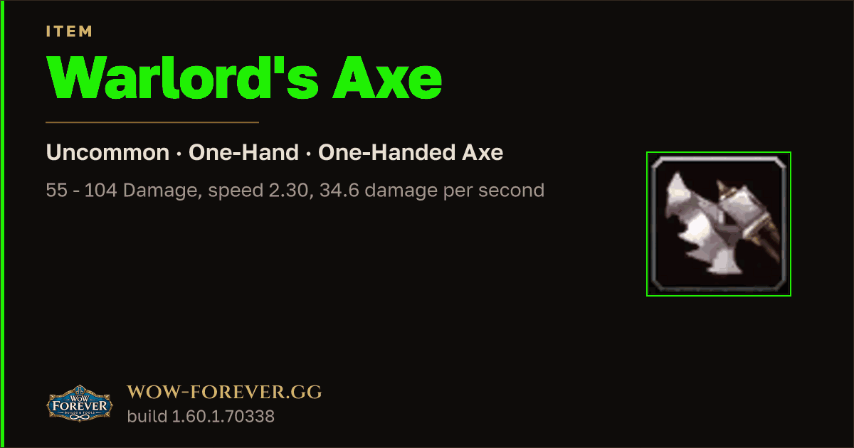 The preview card for Warlord's Axe