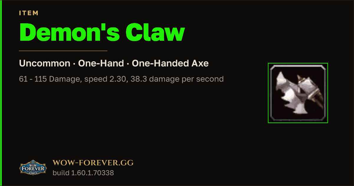 The preview card for Demon's Claw