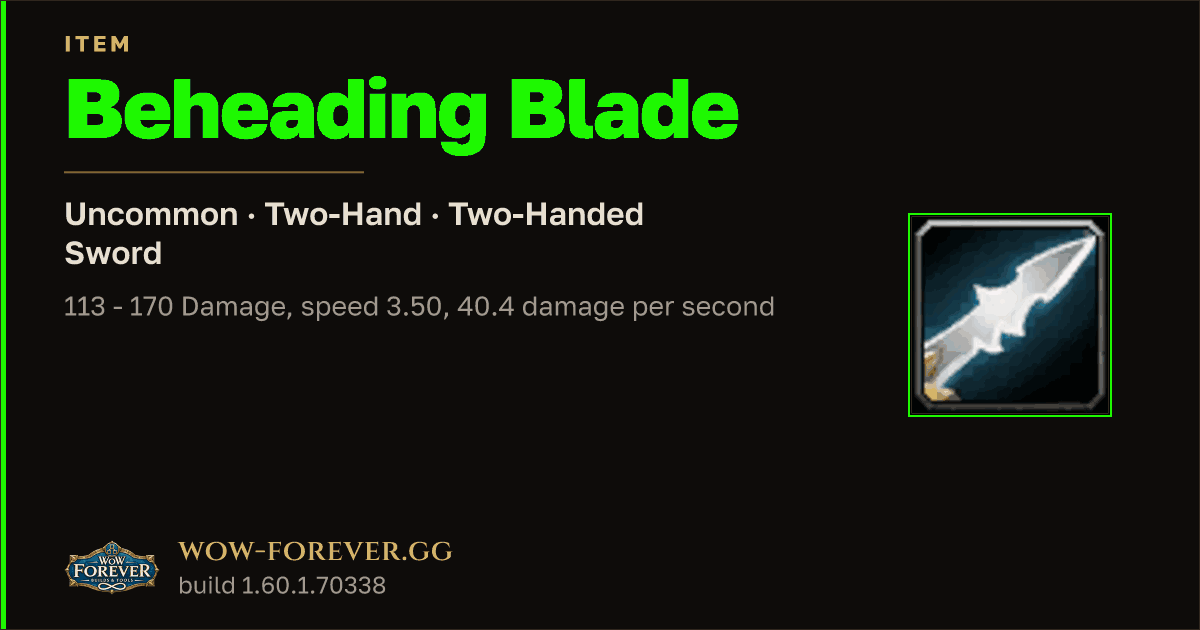 The preview card for Beheading Blade