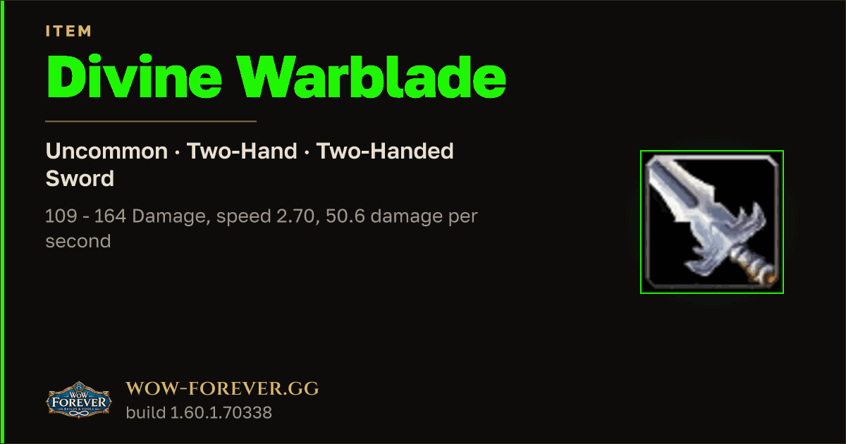 The preview card for Divine Warblade