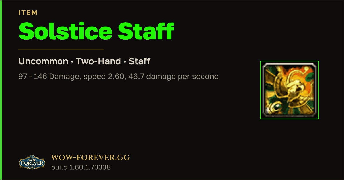 The preview card for Solstice Staff