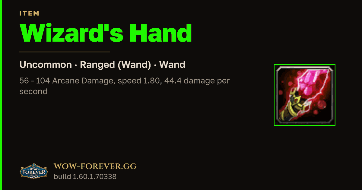 The preview card for Wizard's Hand