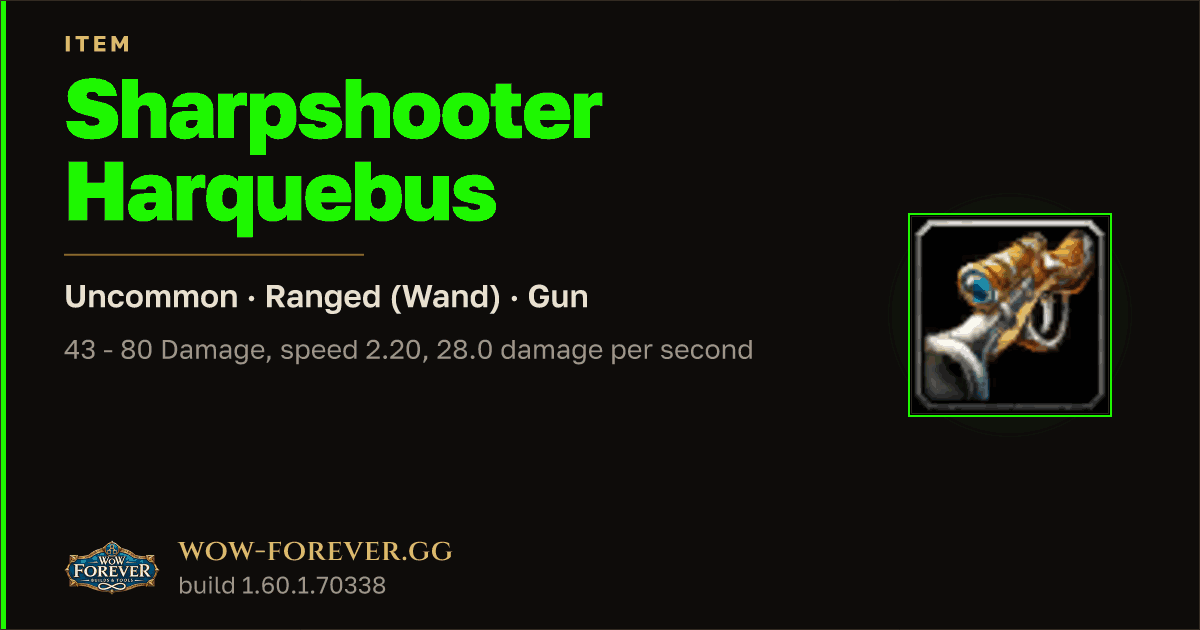 The preview card for Sharpshooter Harquebus