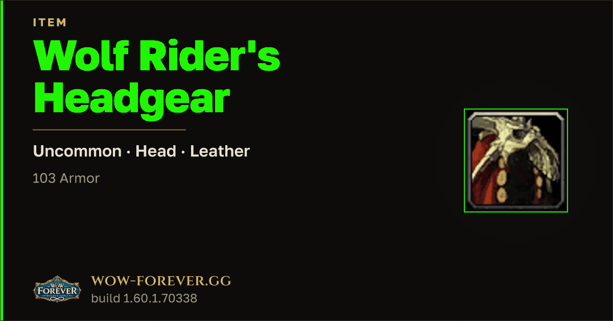The preview card for Wolf Rider's Headgear