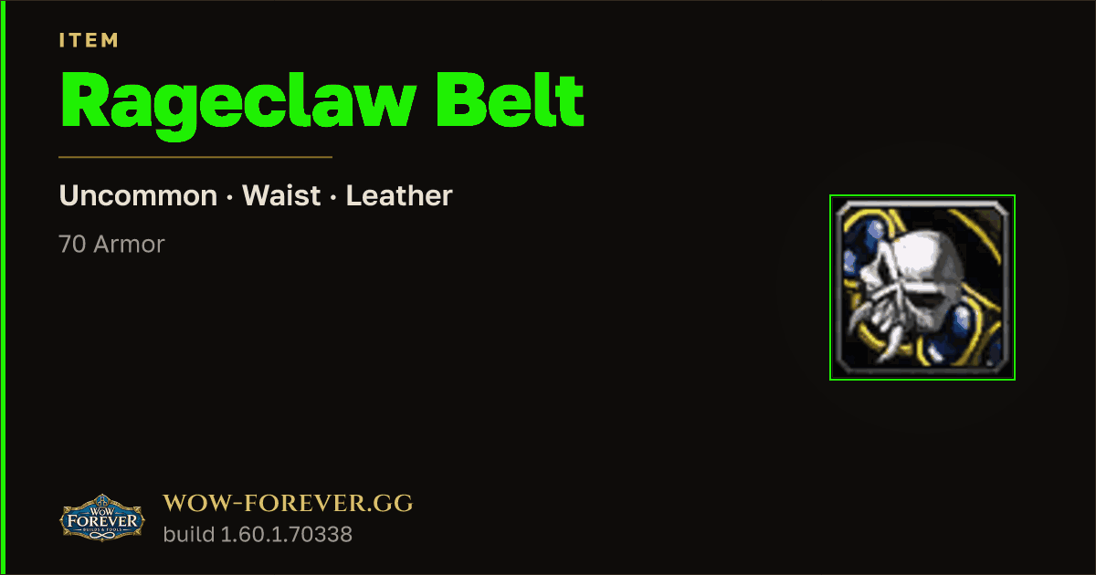 The preview card for Rageclaw Belt