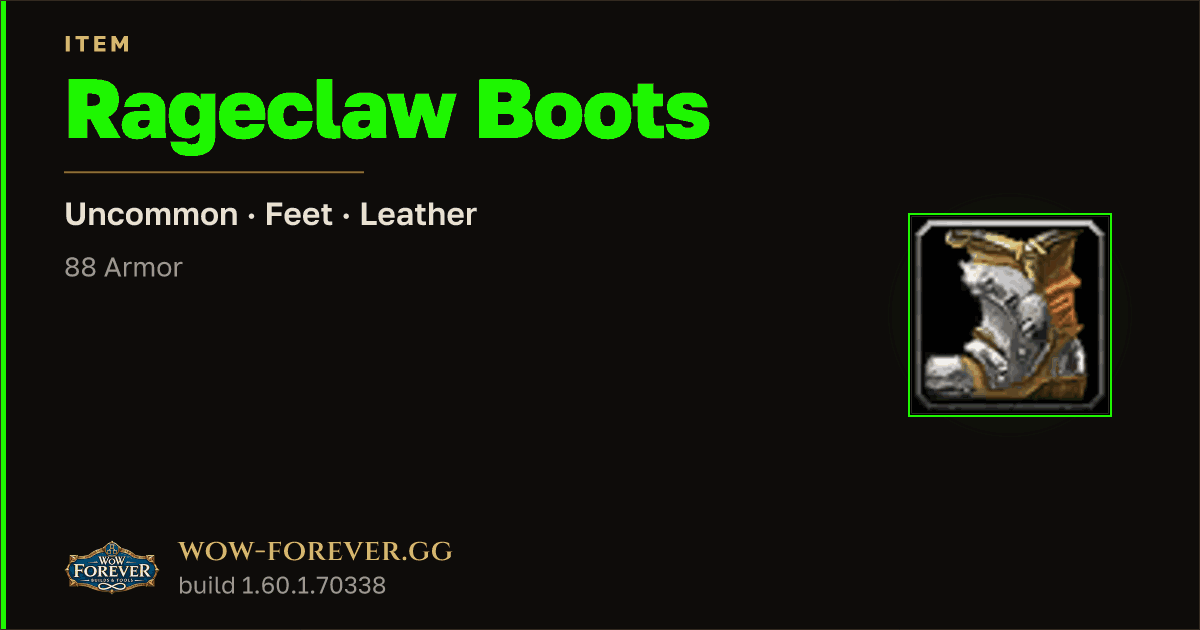 The preview card for Rageclaw Boots