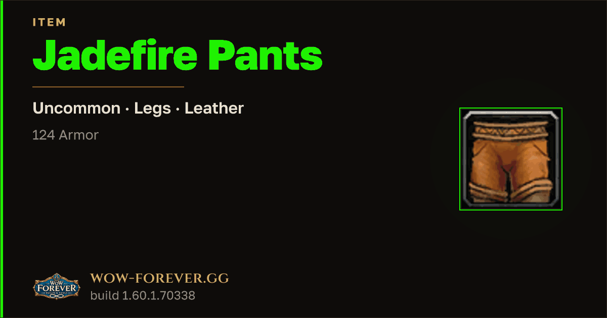 The preview card for Jadefire Pants