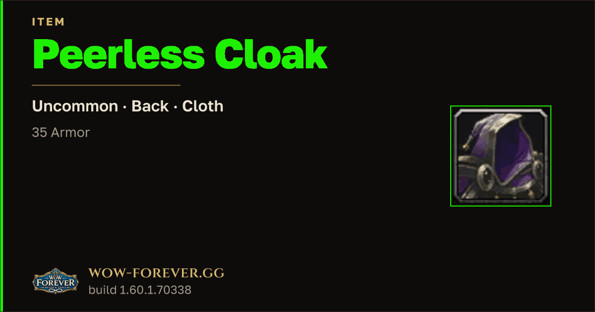The preview card for Peerless Cloak
