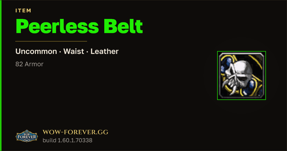 The preview card for Peerless Belt