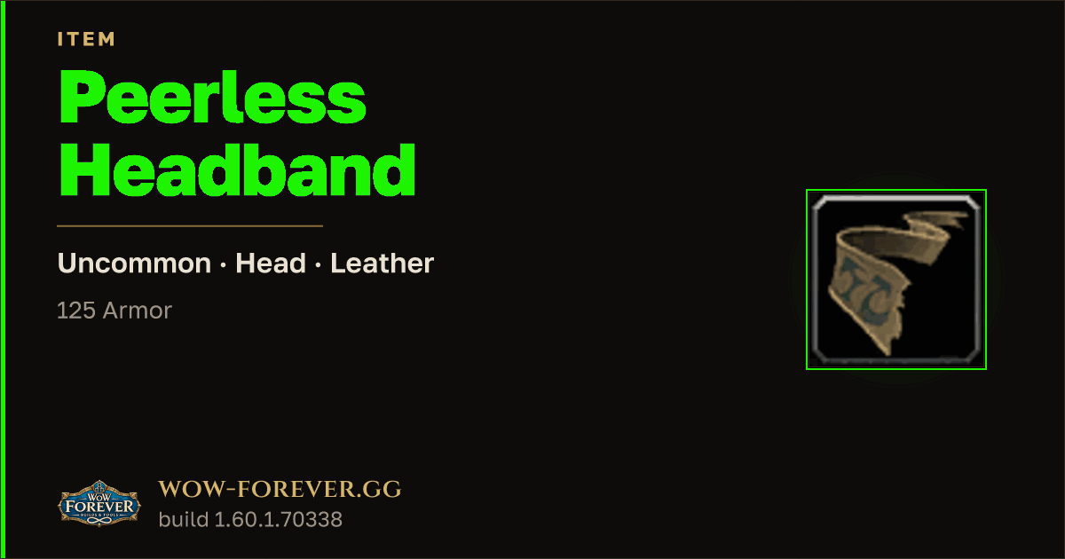The preview card for Peerless Headband