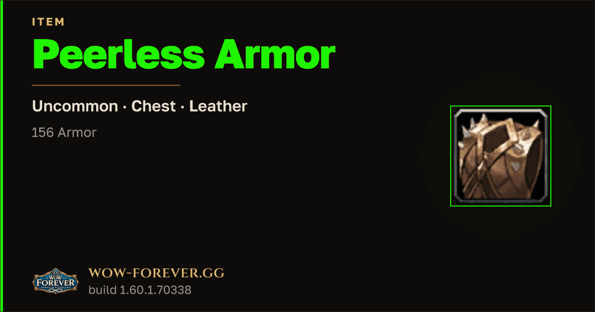 The preview card for Peerless Armor
