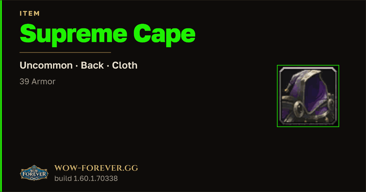 The preview card for Supreme Cape