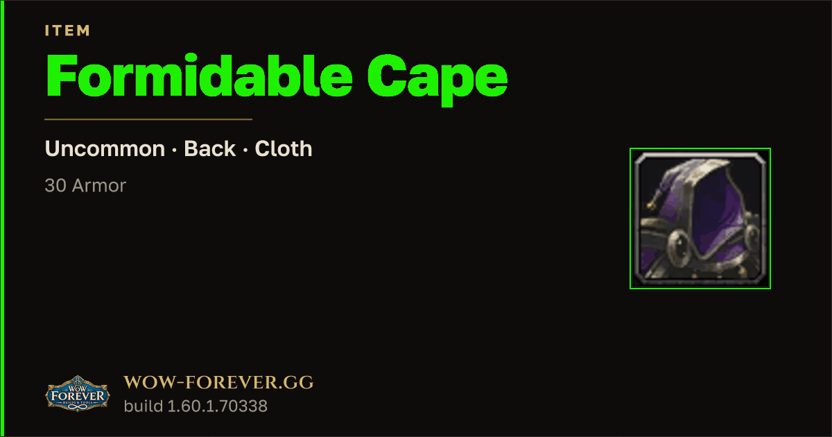 The preview card for Formidable Cape