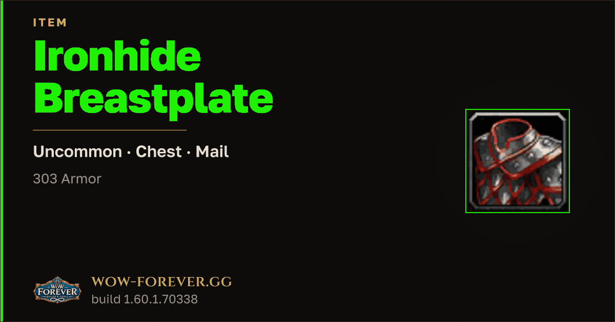 The preview card for Ironhide Breastplate