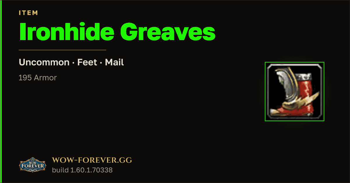 The preview card for Ironhide Greaves