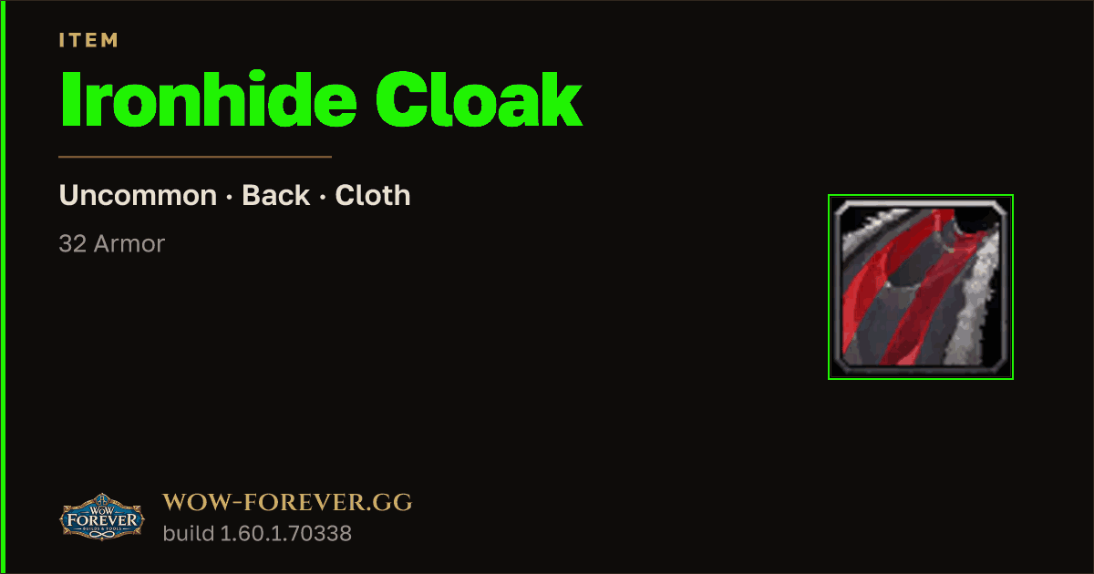 The preview card for Ironhide Cloak