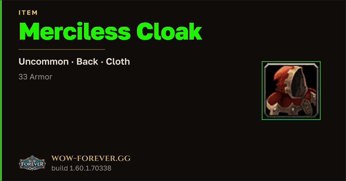 The preview card for Merciless Cloak