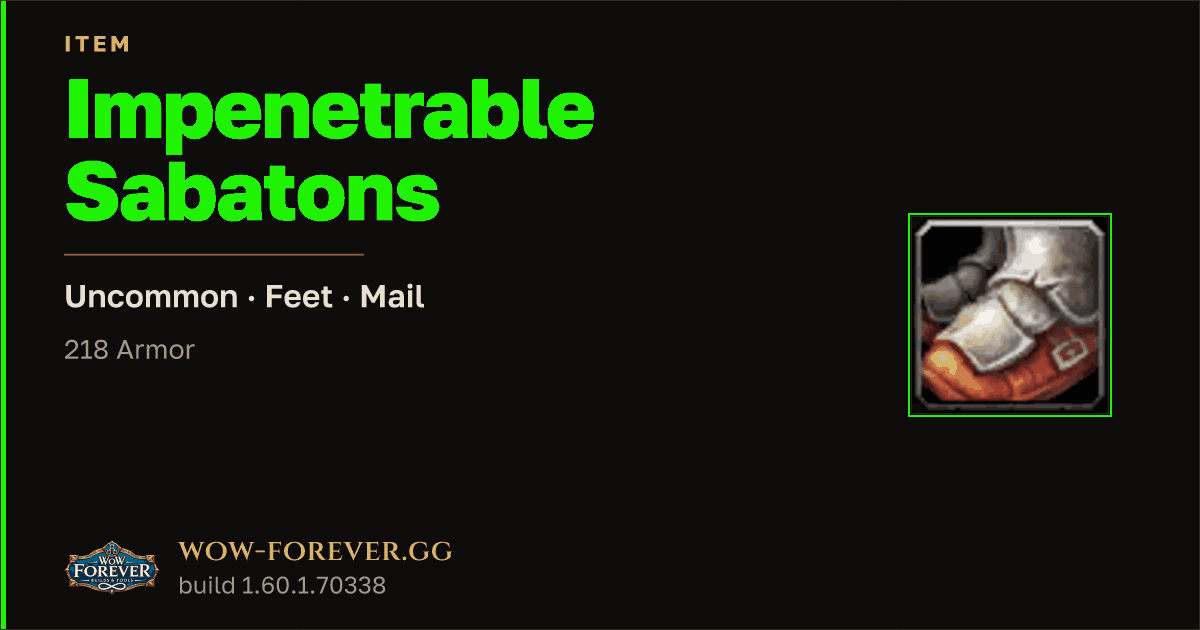 The preview card for Impenetrable Sabatons