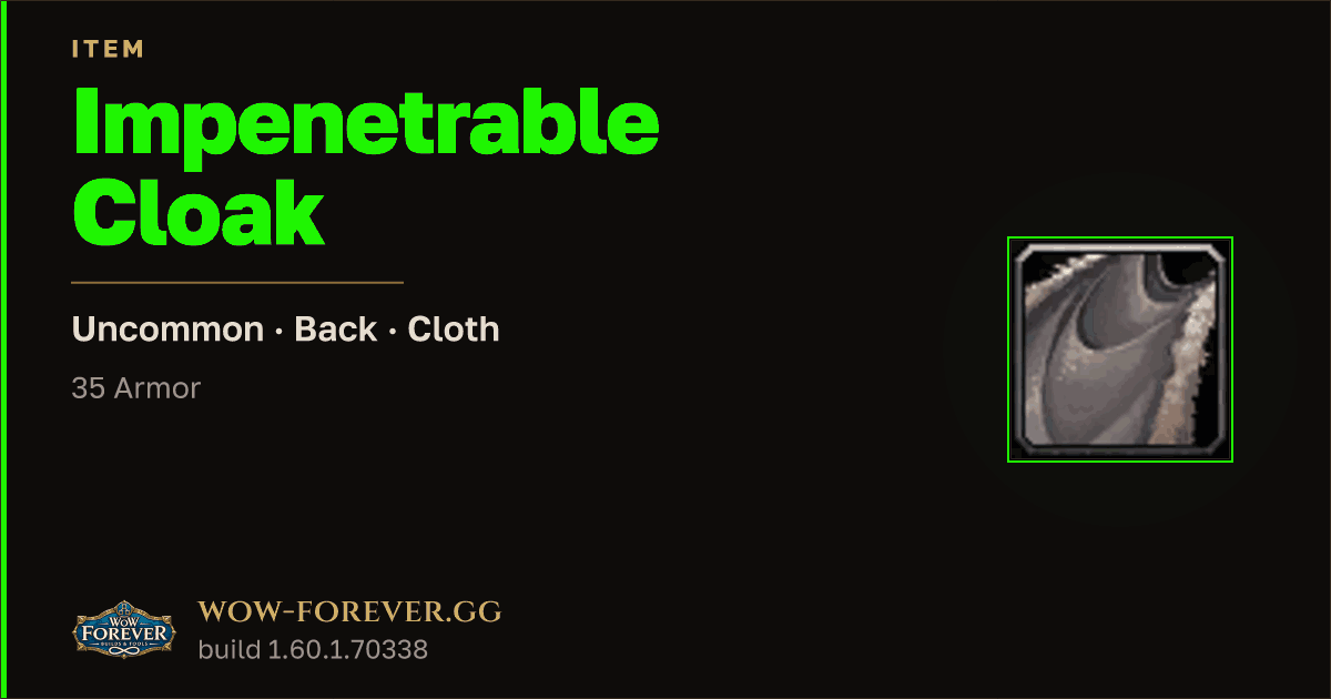 The preview card for Impenetrable Cloak