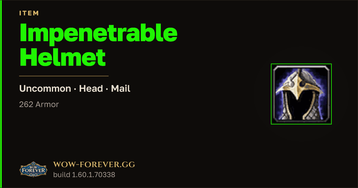 The preview card for Impenetrable Helmet