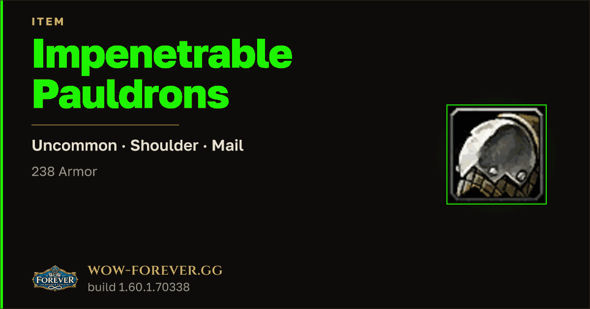 The preview card for Impenetrable Pauldrons