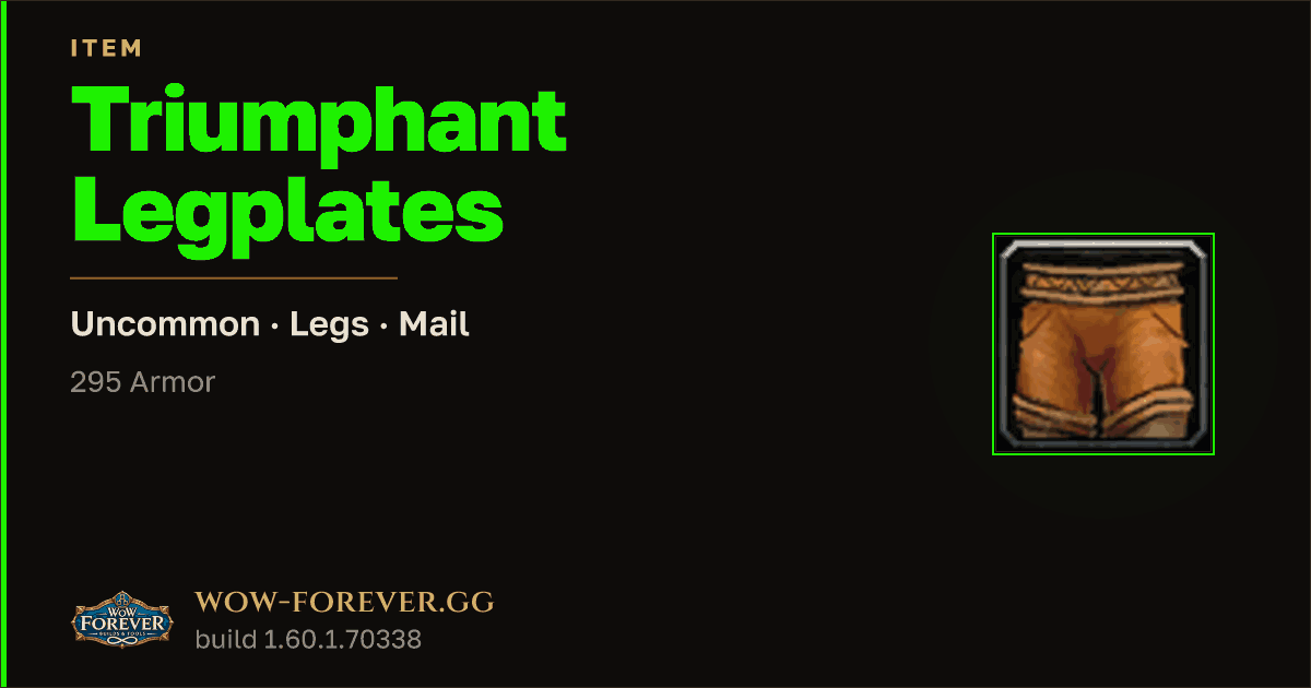 The preview card for Triumphant Legplates