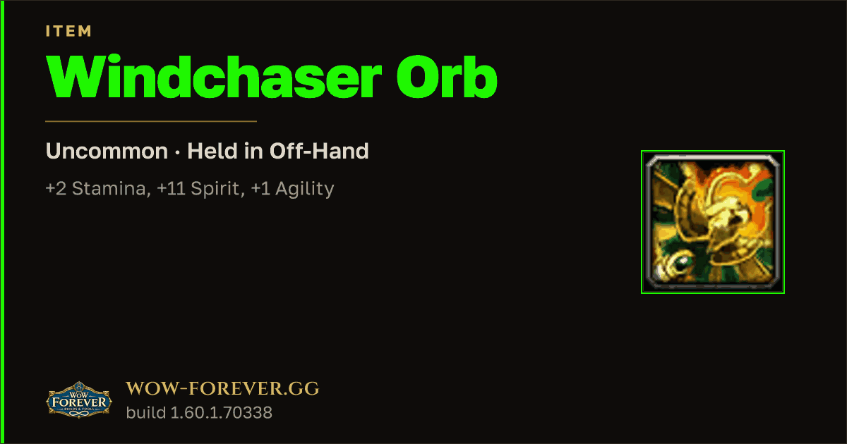 The preview card for Windchaser Orb