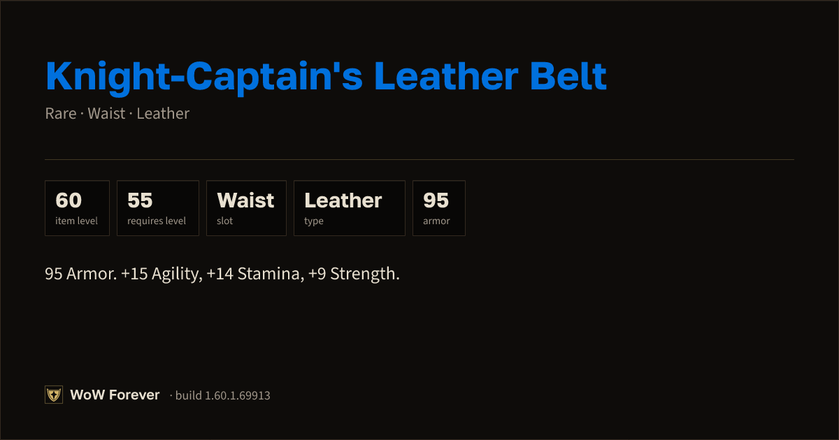 The preview card for Knight-Captain's Leather Belt - Rare Leather Waist